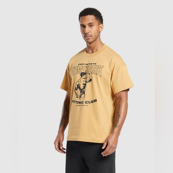 GYMSHARK Men’s Built in the UK T-Shirt Rustic Yellow- NWT - Picture 4 of 7
